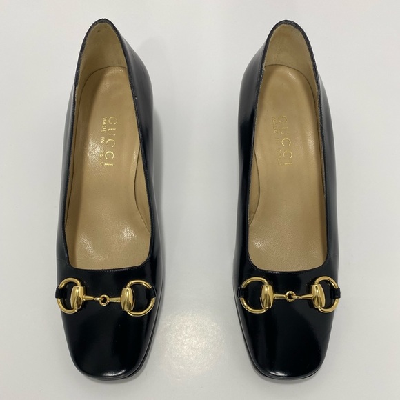 GUCCI Horsebit Square Toe Leather 1.5” Heels! Size 36 - Picture 3 of 15